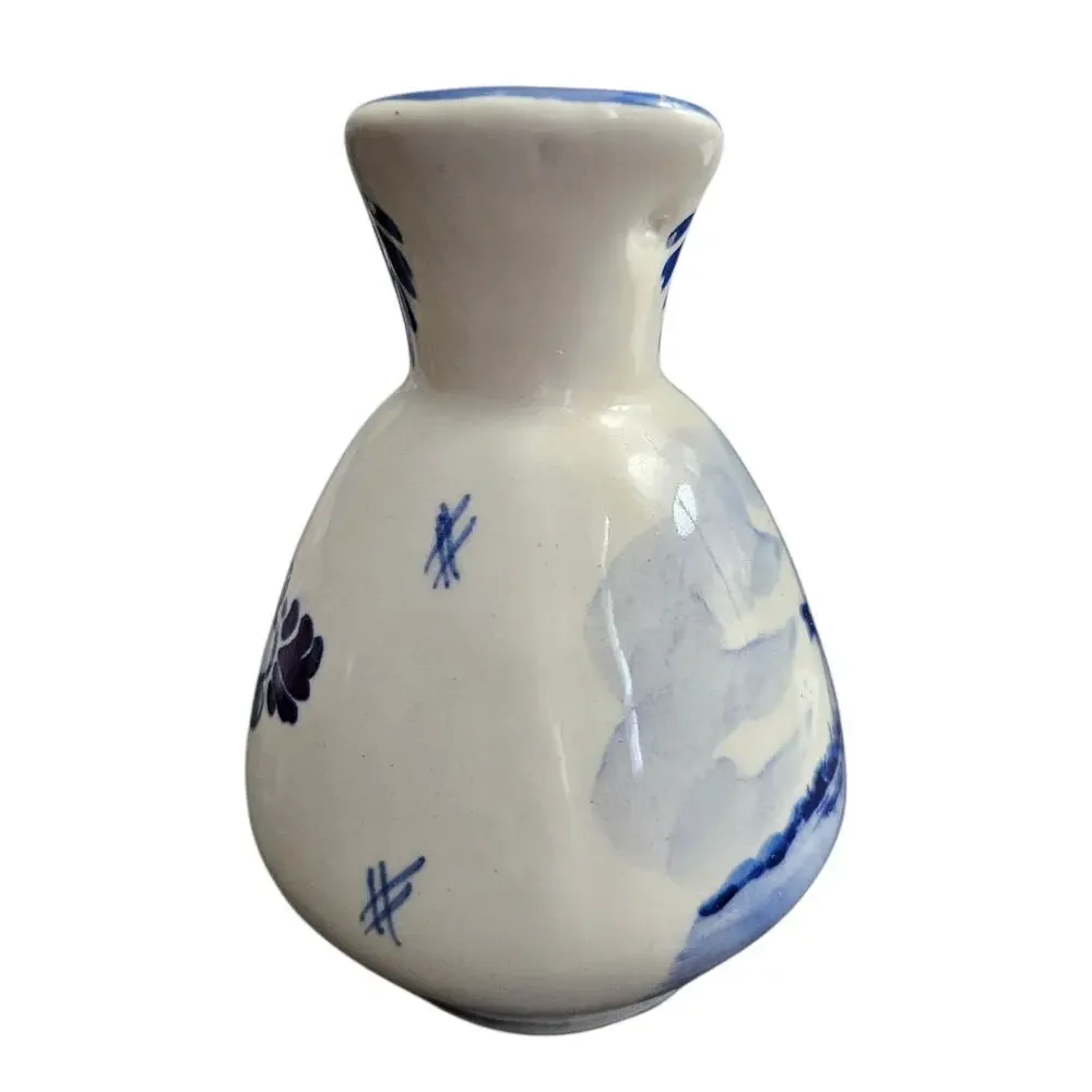 Delft Blue Made in Holland Hand Painted Windmill Floral Ceramic Pitcher